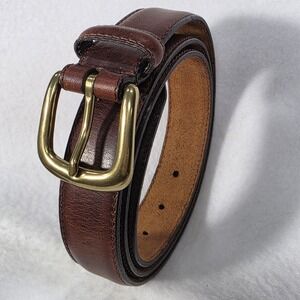 Vintage Brown Oil Tanned Cowhide Leather Belt Mens Size 40 Solid Brass Buckle